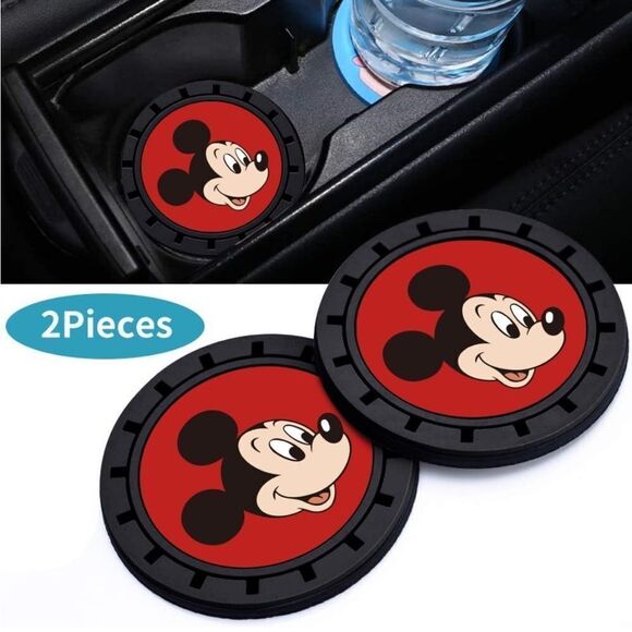 Mickey Mouse Car Cup Coasters in Black set of 2 NWT - Picture 3 of 7